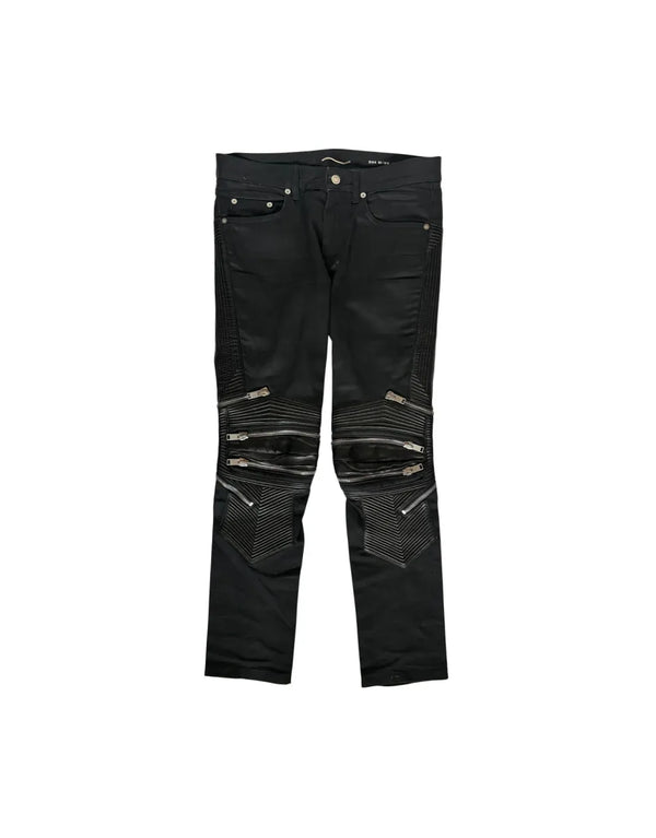 Saint Laurent FW14 FW14 D04 Leather Moto Biker Denim TO1069126
