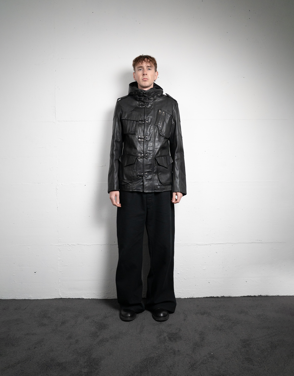AW07 Gasmask Cargo Goat Leather Jacket