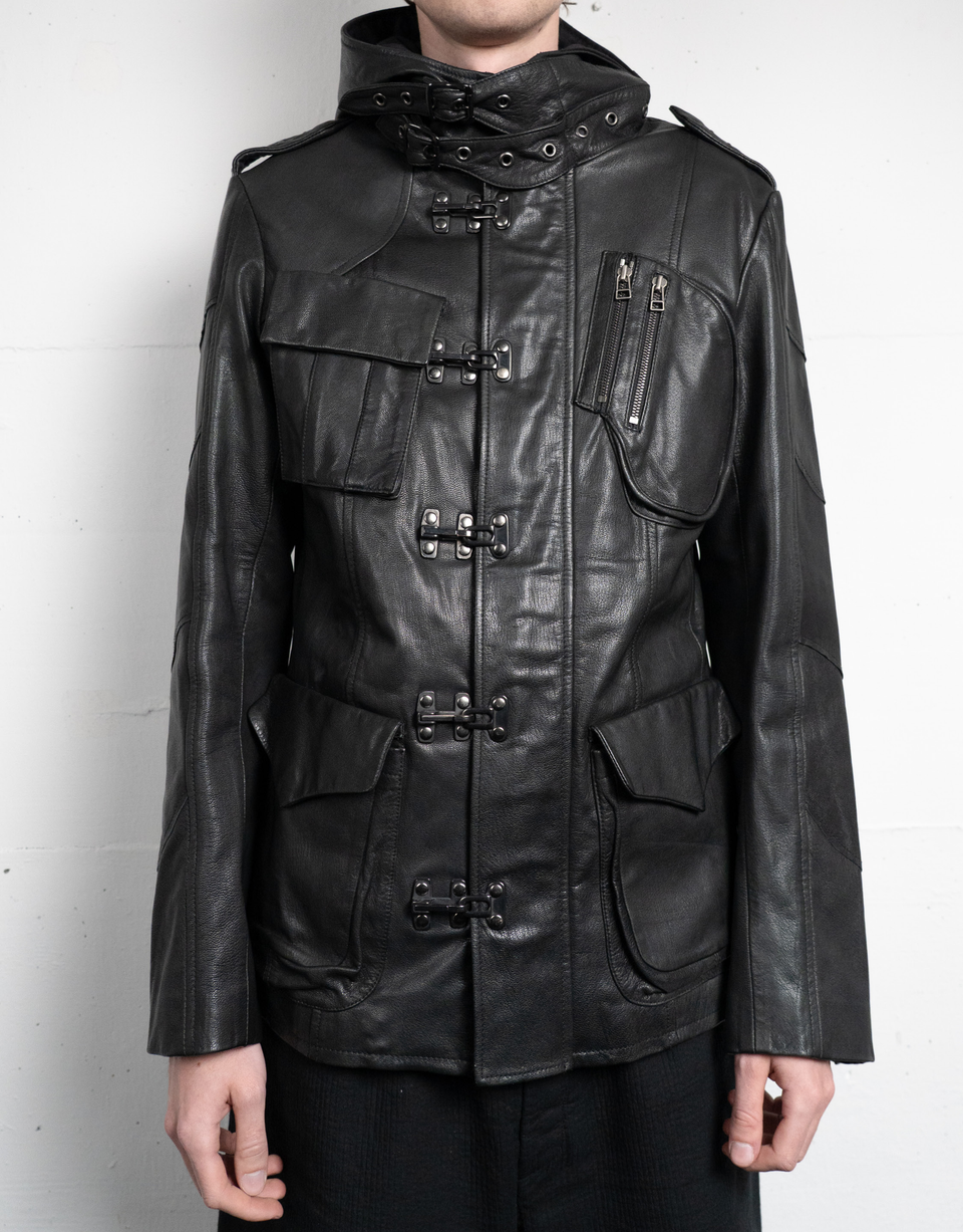 AW07 Gasmask Cargo Goat Leather Jacket