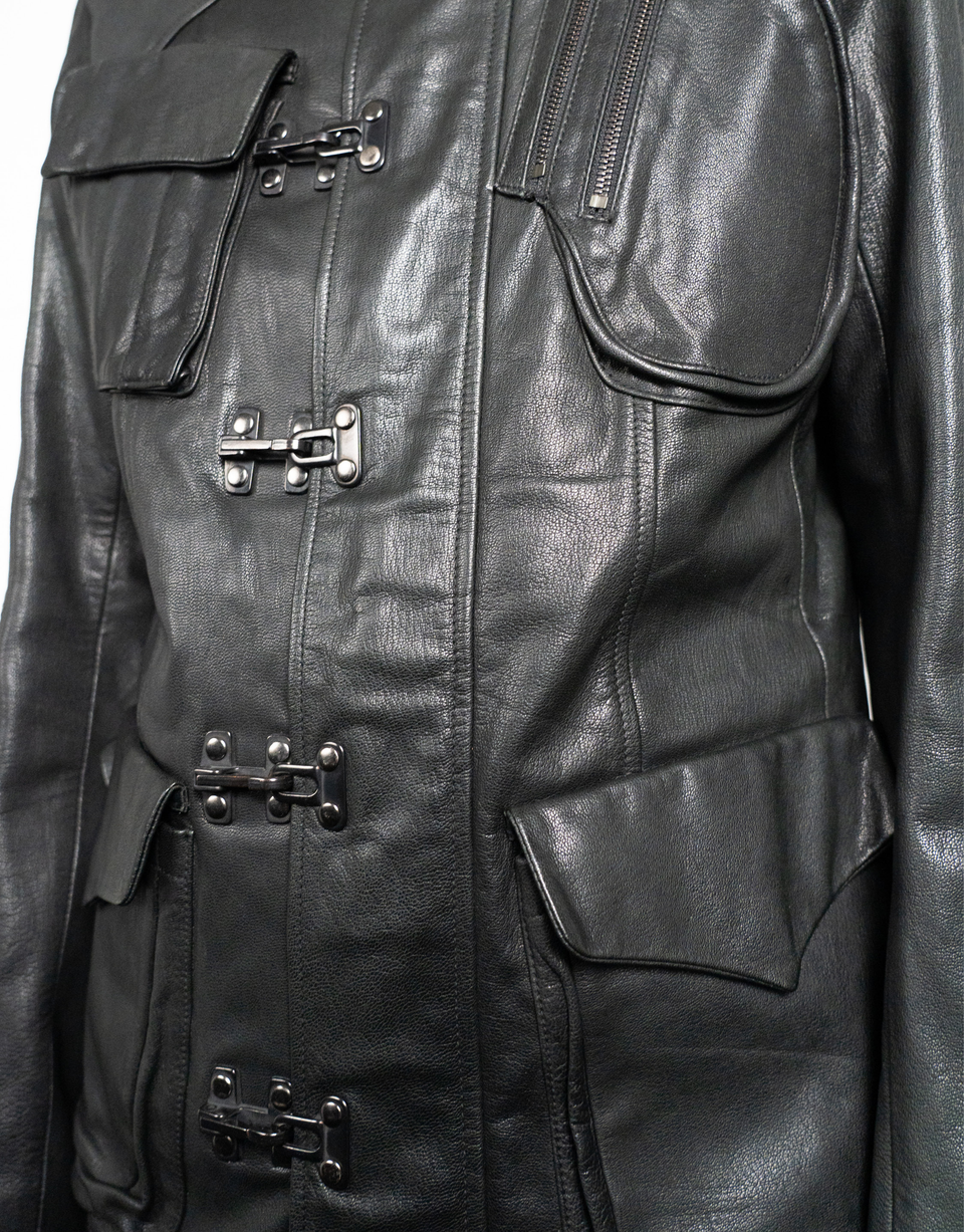AW07 Gasmask Cargo Goat Leather Jacket