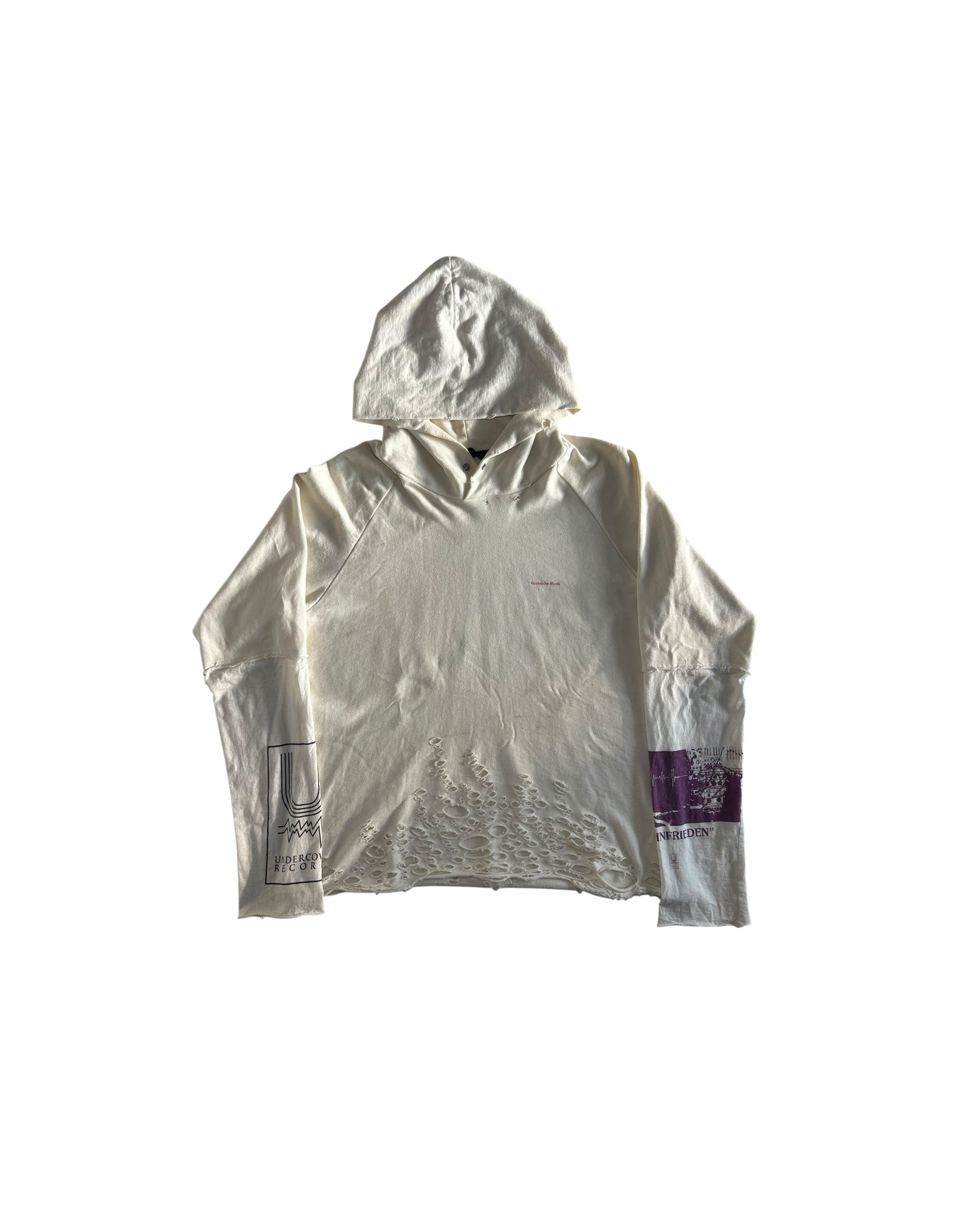 SS06 Wahnfrieden Distressed Hoodie White Undercover