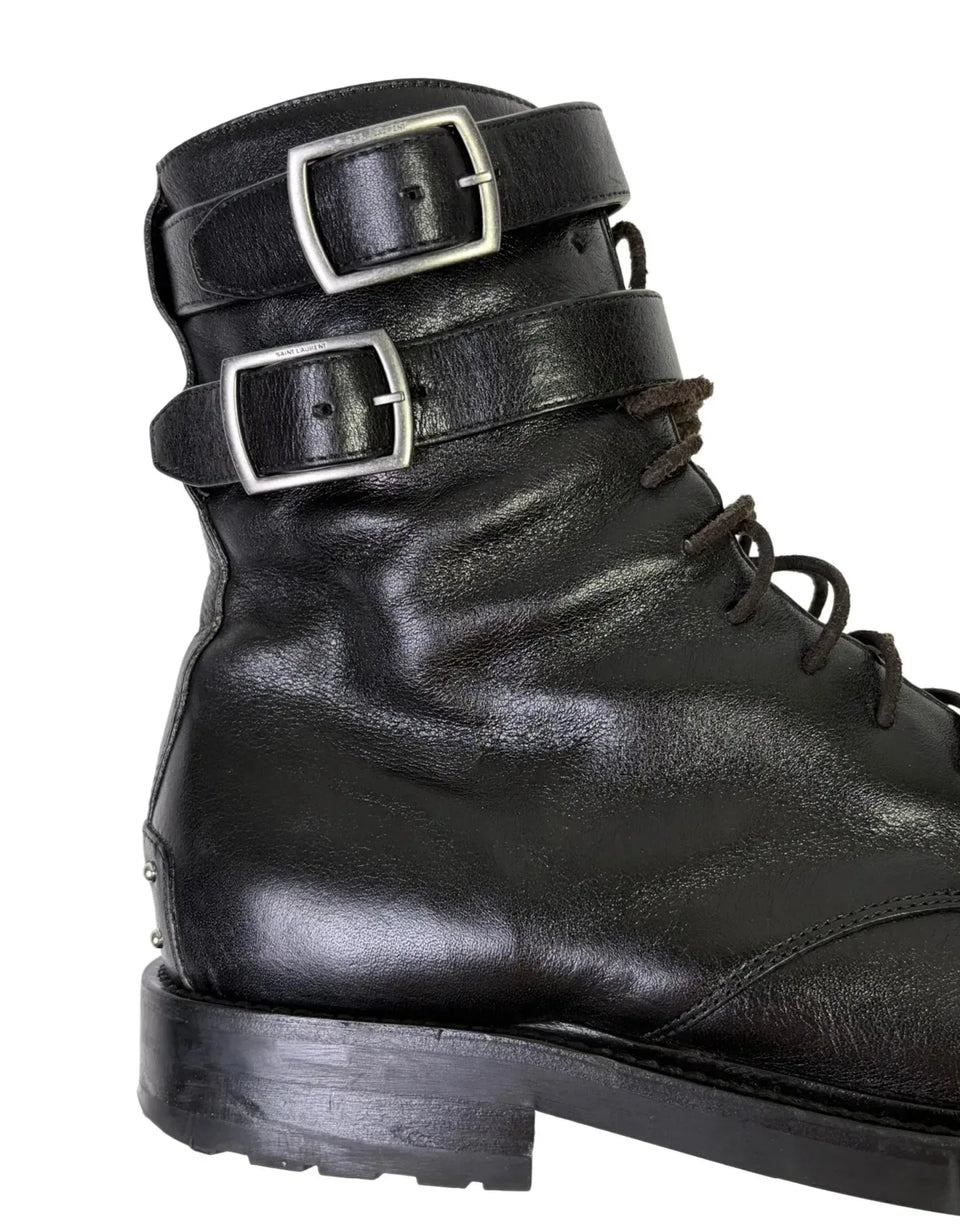 Saint Laurent Army 20 Laced Up Boot Black SH1076426 · made in Italy