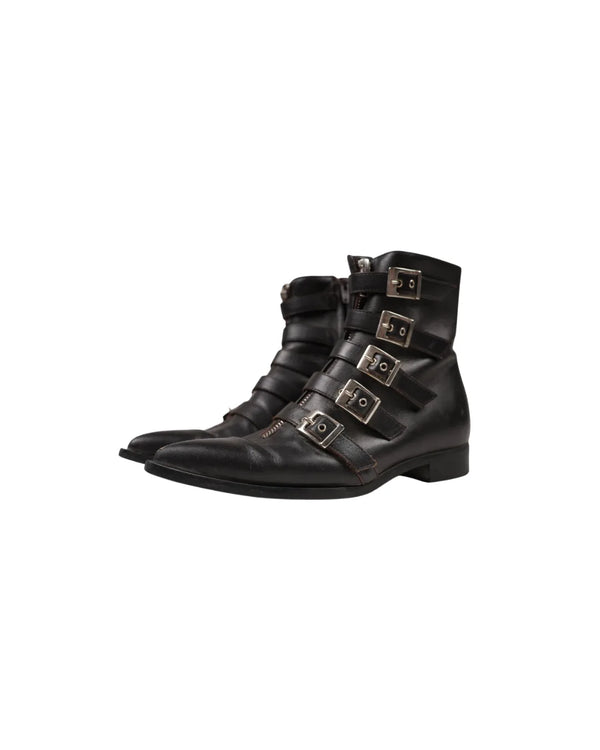John Galliano 5 Buckle Leather Ankle Heel Boots SH1077226 · side
