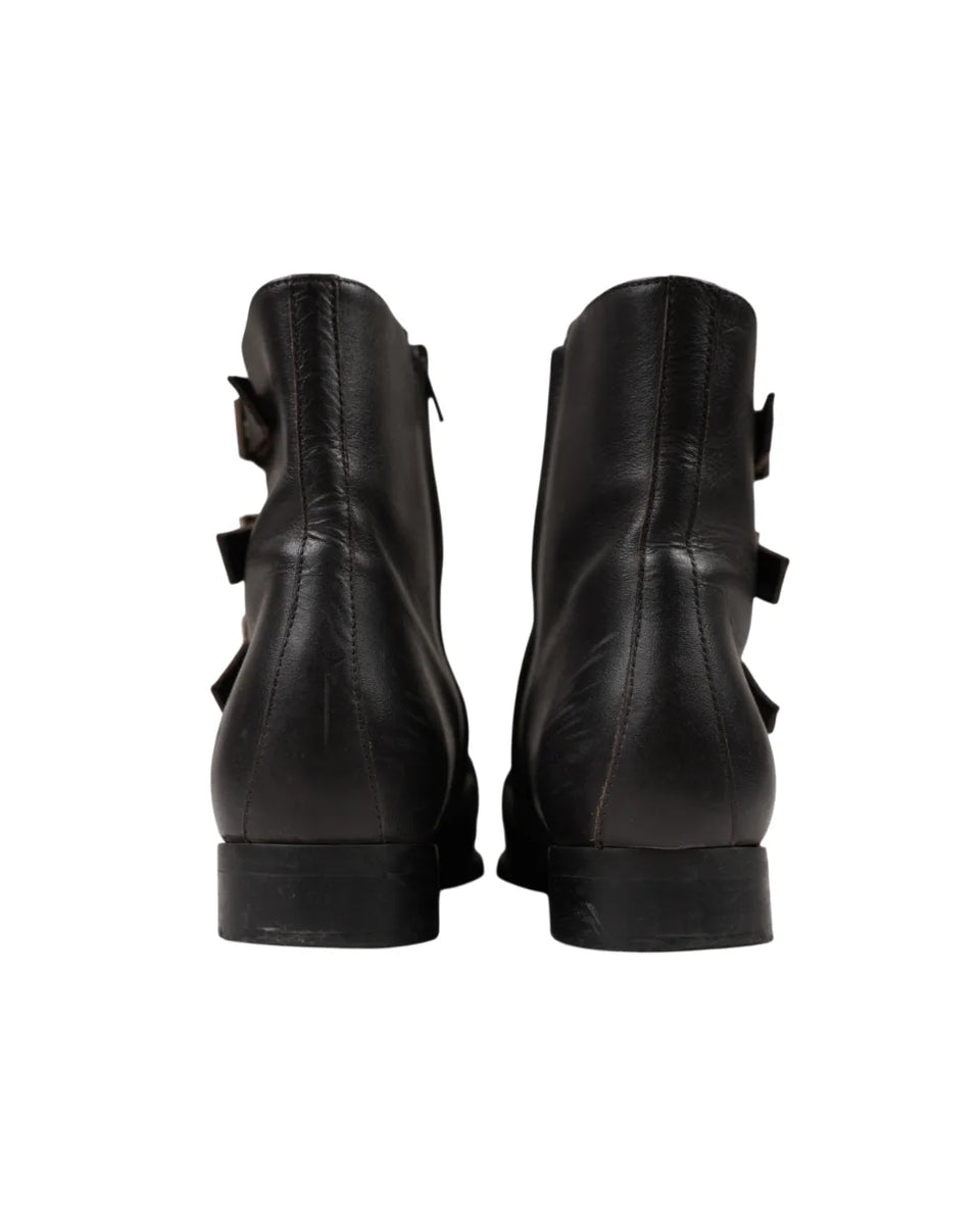 John Galliano 5 Buckle Leather Ankle Heel Boots SH1077226 · back