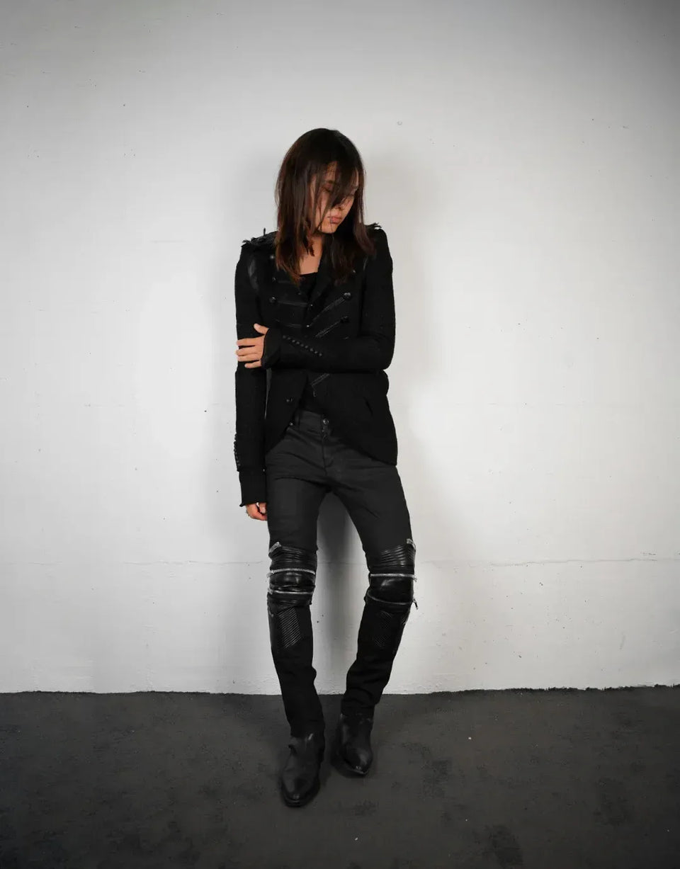Saint Laurent FW14 FW14 D04 Leather Moto Biker Denim TO1069126