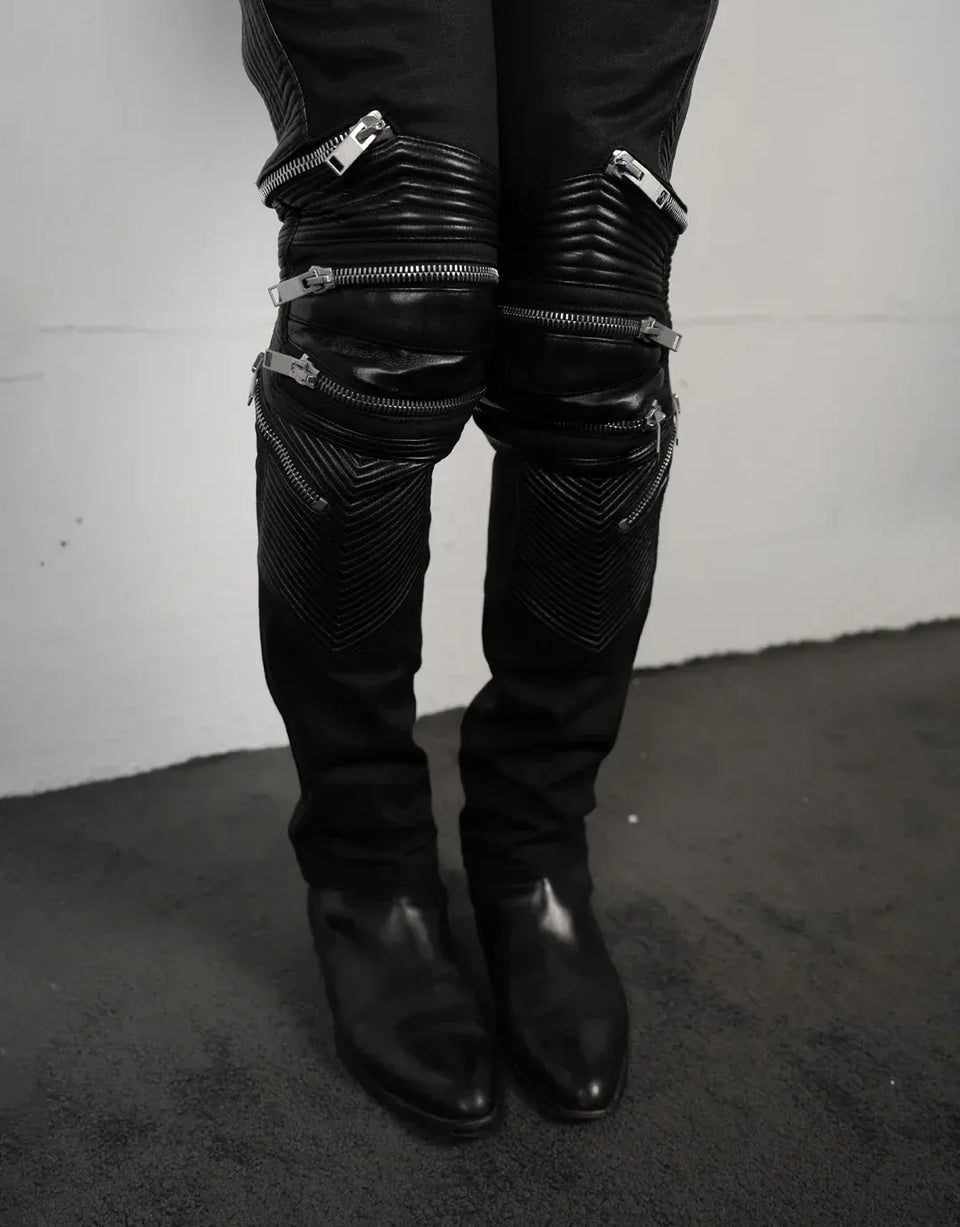 Saint Laurent FW14 FW14 D04 Leather Moto Biker Denim TO1069126