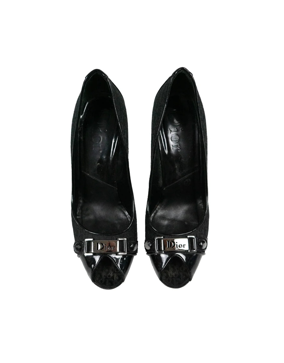By John Galliano Monogram Peak Toe Heels - Product Image
