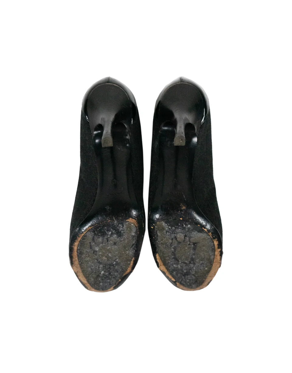 By John Galliano Monogram Peak Toe Heels - Product Image