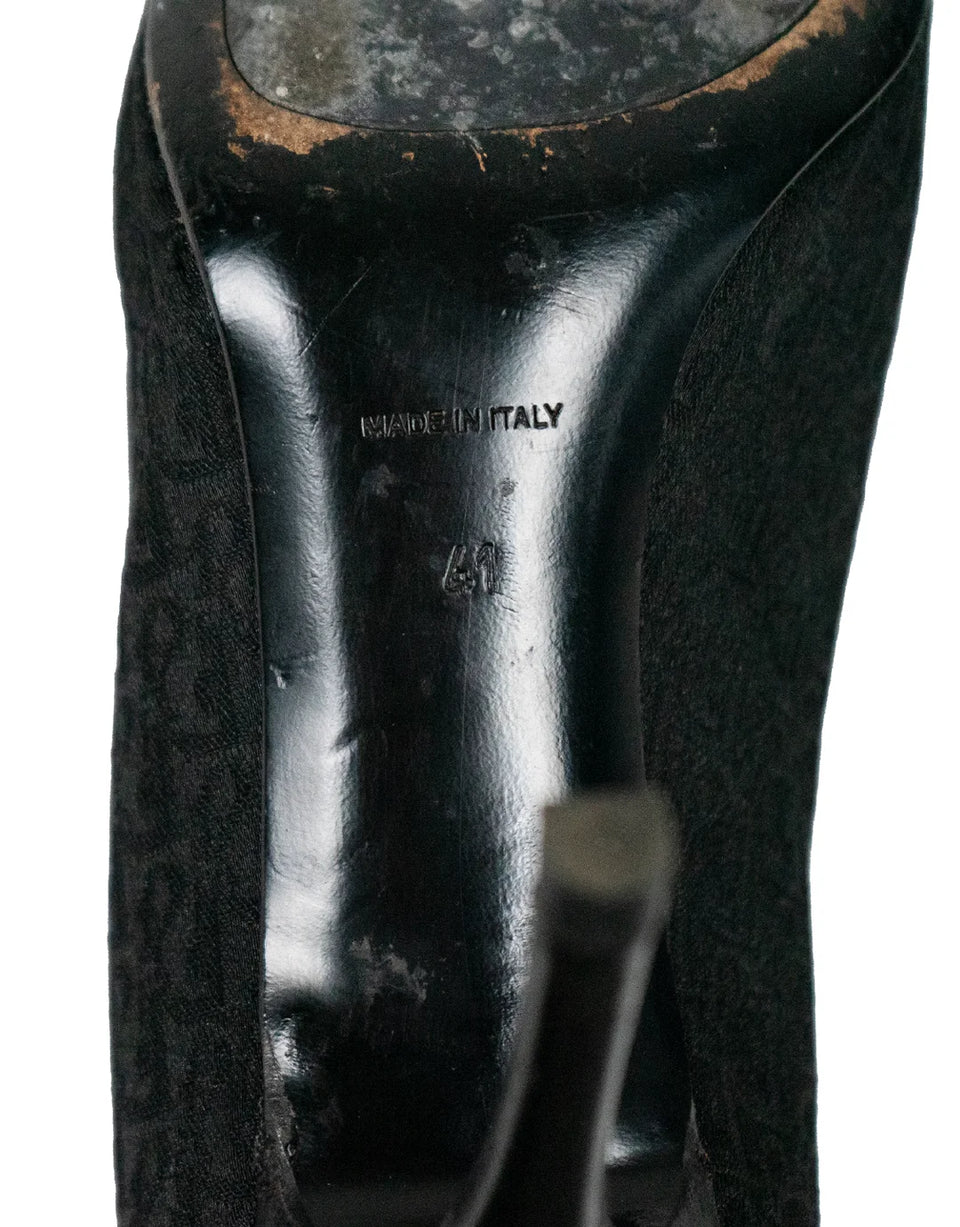 By John Galliano Monogram Peak Toe Heels - Product Image