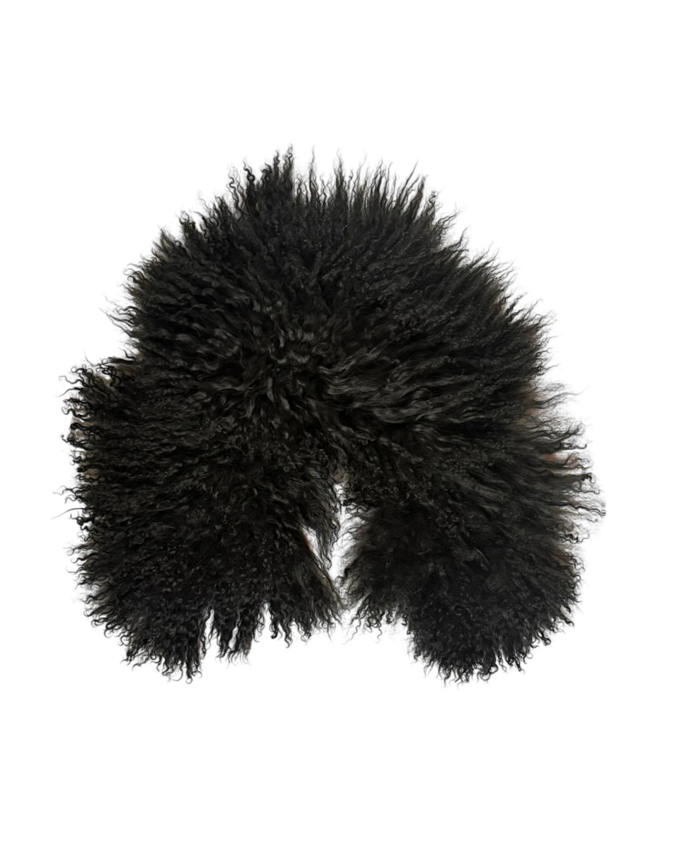Cross Zip Fur Leather Jacket - Product Image